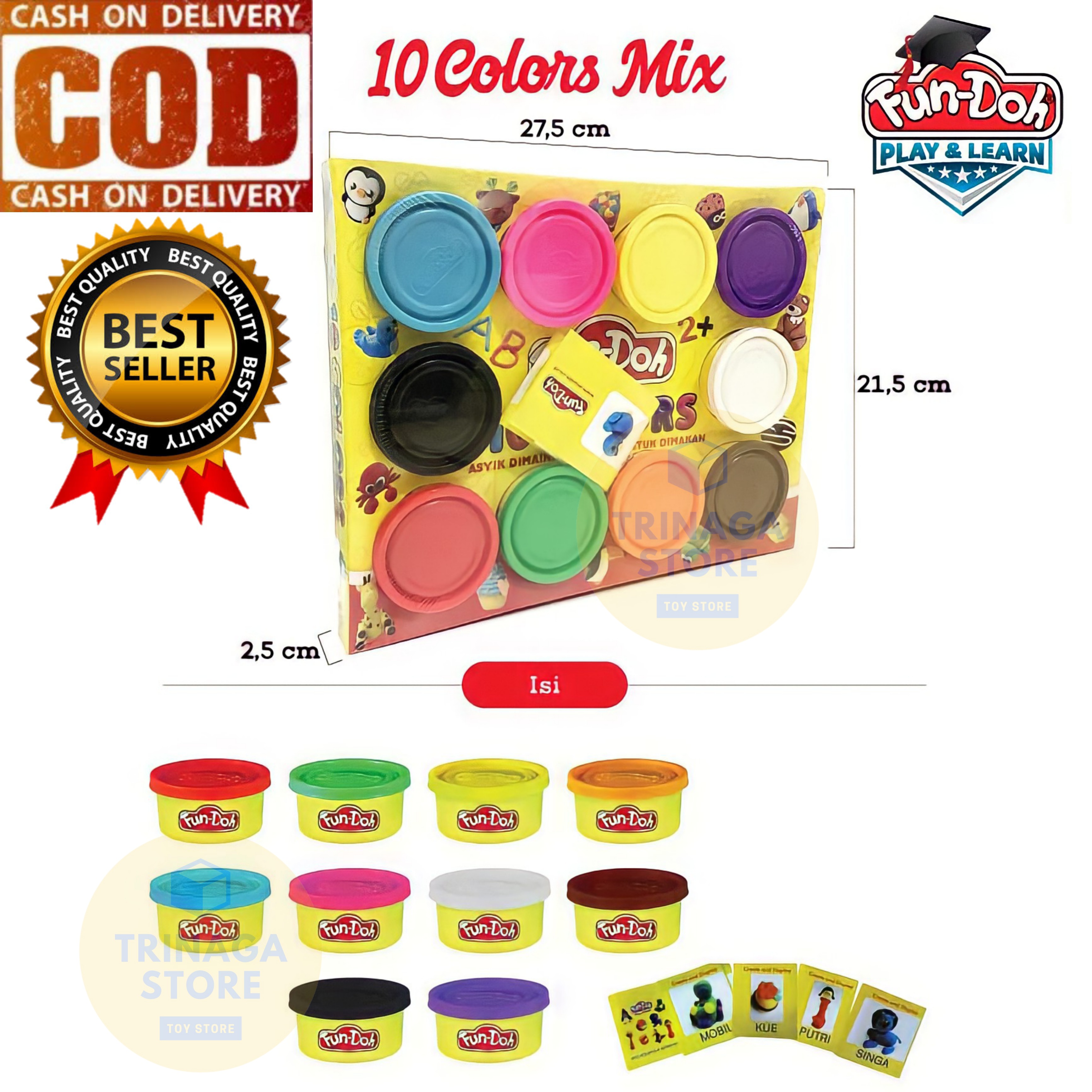 ( BISA COD ) PROMO Mainan Anak Fun Doh Isi 10 Pick & Play Dough Refill / Mainan Edukasi Anak SNI