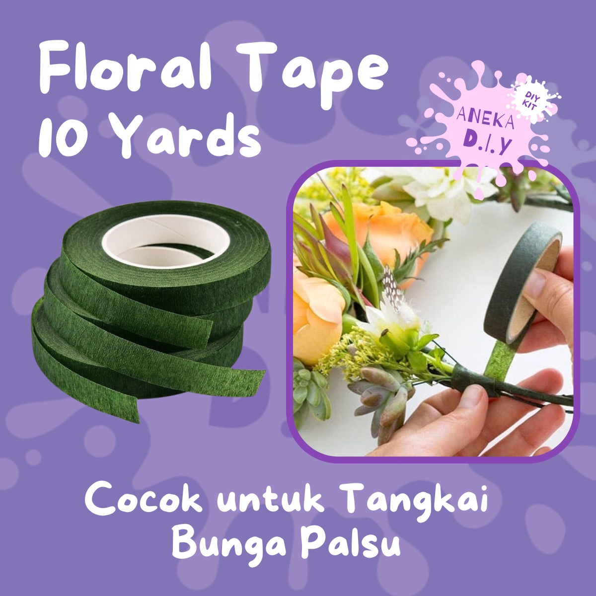Floral Tape / Tangkai Bunga Kawat Hijau 40cm / Kawat Bulu Mainan Anak Craft Diy Kerajinan Tangan Pipe Cleaner