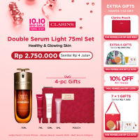 [Clarins 10.10 Set] Double Serum Light 75ml Gratis 4 Hadiah - anti aging face serum / serum anti penuaan dan kerutan  wajah glowing  kenyal untuk kulit berminyak