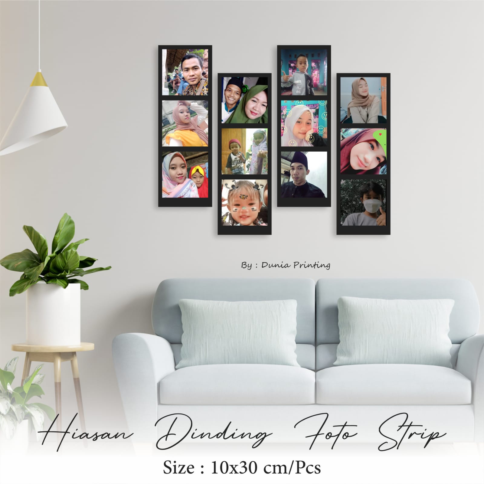 Cetak Foto Strip + Bingkai - harga untuk 4 papan isi 12 foto 30X10 CM - Cocok Buat kamu yg mau dekorasi Rumah.. Papan Mdf Tebal 6 MM Gantelan Besi Awet dan Tahan Luntur hingga puluhan tahun