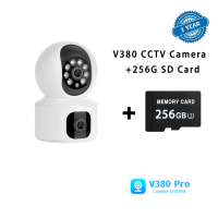 V380 Kamera CCTV Wifi Lensa Ganda Nirkabel Kamera IP 1080P Penglihatan Malam Pintar Alarm PTZ Kamera Rumah