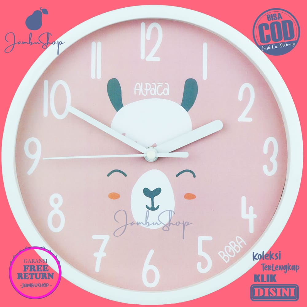 Jam Dinding Analog Anak Alpaca Boba BB1515 Hiasan Rumah BestSeller