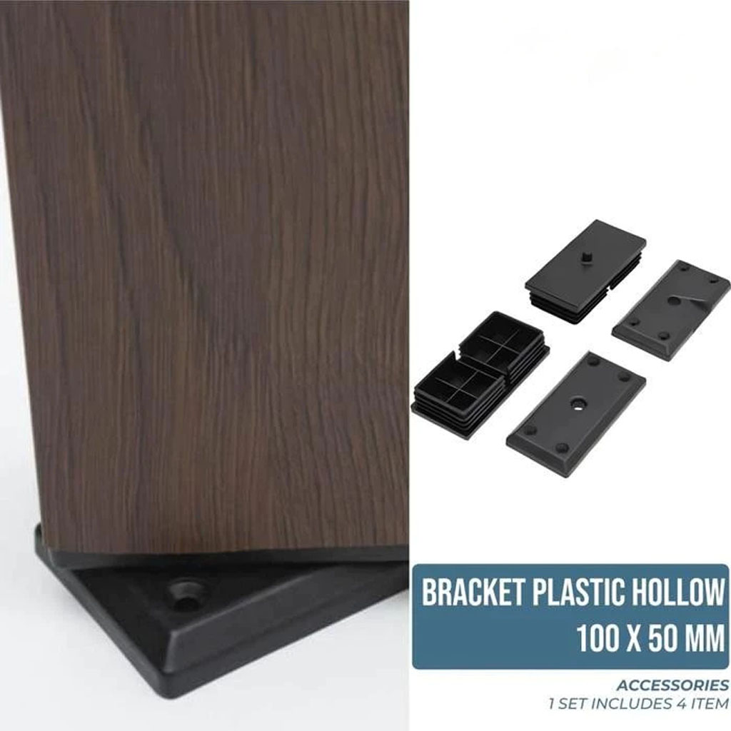 Bracket Hollow 10x5 | Dudukan Partisi | Kisi-Kisi | Penyangga Rangka WPC | Sumbat karet anti selip plastik