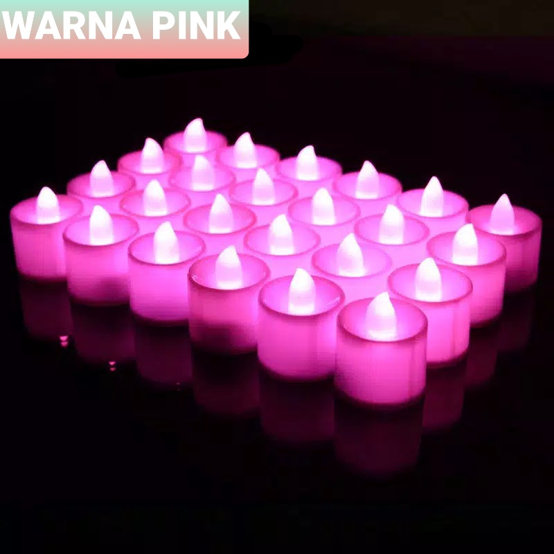 PAKET Hemat 24 Pcs Lampu Tidur Lilin Electric LED Mini Warna Dekorasi Hias Portable