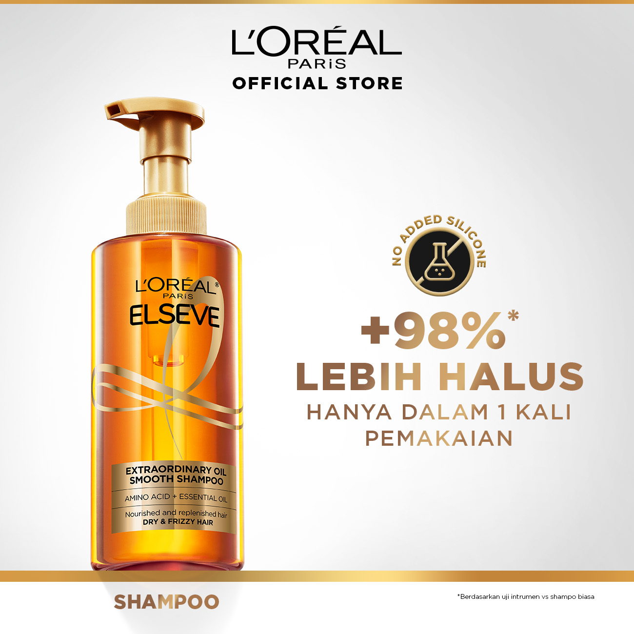 L’Oreal Paris Extraordinary Oil Premium Smooth Silicon-Free Shampoo Hair Care - Halus Berkilau da...