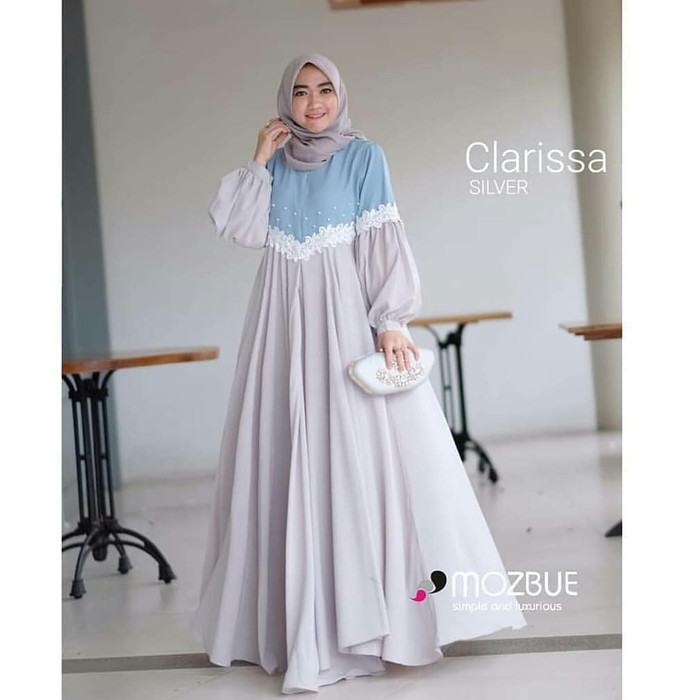 Baju Muslim Modern NEW CLARISSA DRESS Bahan MOSSCRAPE APL RENDA MUTIARA Baju Gamis Wanita Gamis Murah Baju Gamis Remaja Gamis Wanita Terbaru 2021 BEST SELLER