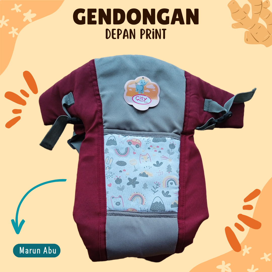 Gendongan Bayi Depan Ransel Hipseat Motif Print