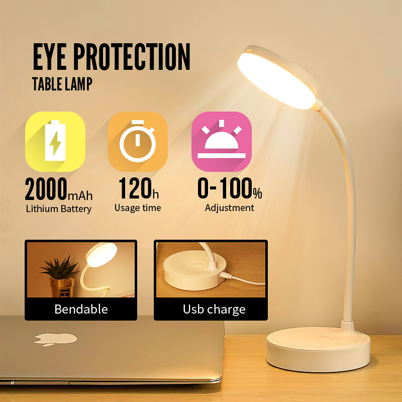 ZHYO Lampu belajar tricolour sentuh 3 warna tempat pulpen Baca Meja Kerja Duduk 2000mAh Lampu Tidur Wireless Lampu