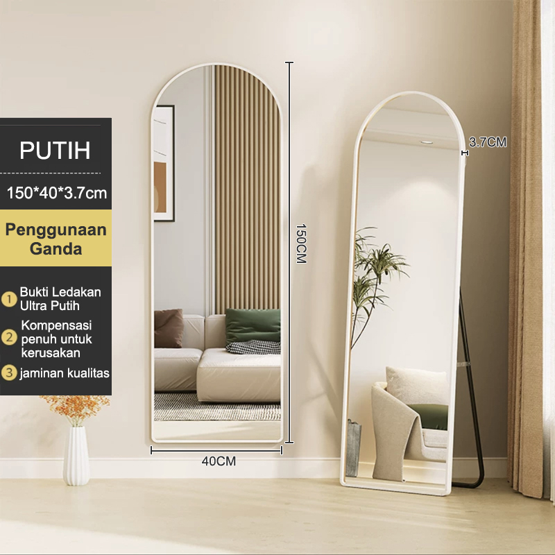 [Berdiri & Gigantung]Oval Standing Mirror Fullbody Standing Mirror Oval Setengah Lingkar Berdiri Cermin full body Cermin Dinding Bingkai Hitam/Putih/Emas 150×40×3.7CM/160×50×3.7CM