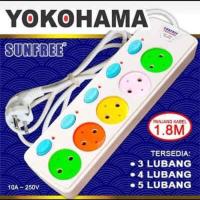 Yokohama Stop Kontak 5 Lubang Colokan Saklar Switch Lampu Indikator + Kabel 1.8M SNI - Putih