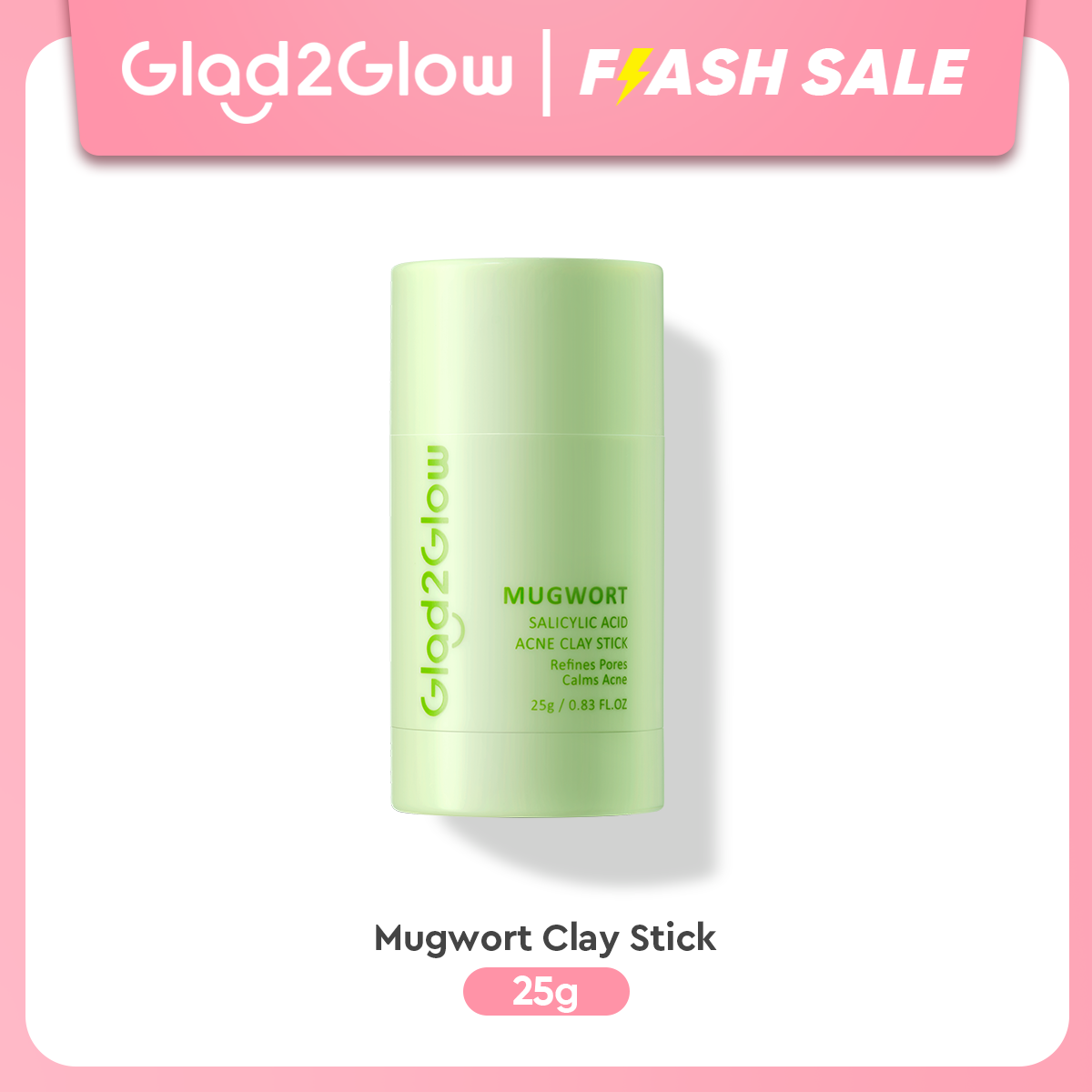 Glad2Glow Mugwort Salicylic Acid Acne Clay Stick 25g Glad2Glow Masker Stik g2g Pembersih Komedo M...