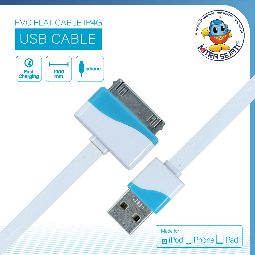 Kabel USB PVC Flat Cable IP4G iPhone-1KUAIP4GPFC