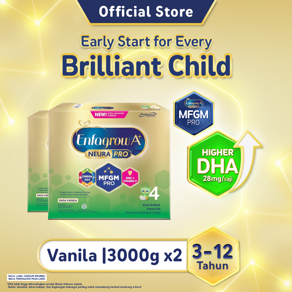 [Paket isi 2] Enfagrow A+ 4 Susu Formula 3-12 Tahun Rasa Vanila 3000gr
