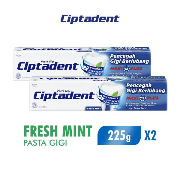 [Paket isi 2] CIPTADENT Pasta Gigi Maxi 12 Plus Jumbo Size 225g