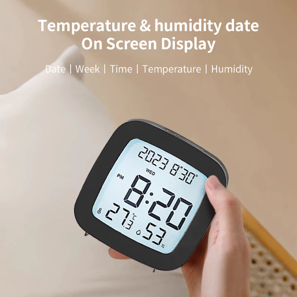 Jam Dinding Digital Hengxiang HX-2306Y01 Thermometer Hygrometer Suhu Kelembaban Kalender LED