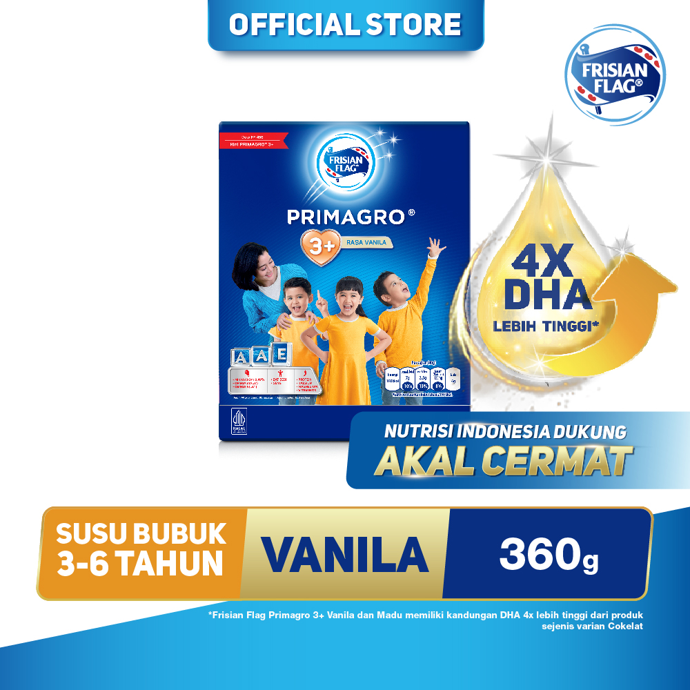 Frisian Flag Primagro 3+ Rasa Vanilla 360gr (3-6 tahun) - Susu Formula Pertumbuhan Anak
