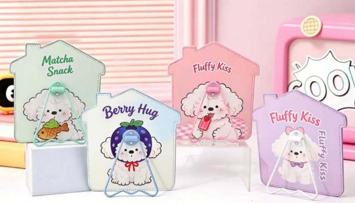 (2789/2793) CERMIN KACA RIAS WANITA CERMIN DUDUK SLIM STAND LUCU MOTIF CAT/PUPPY