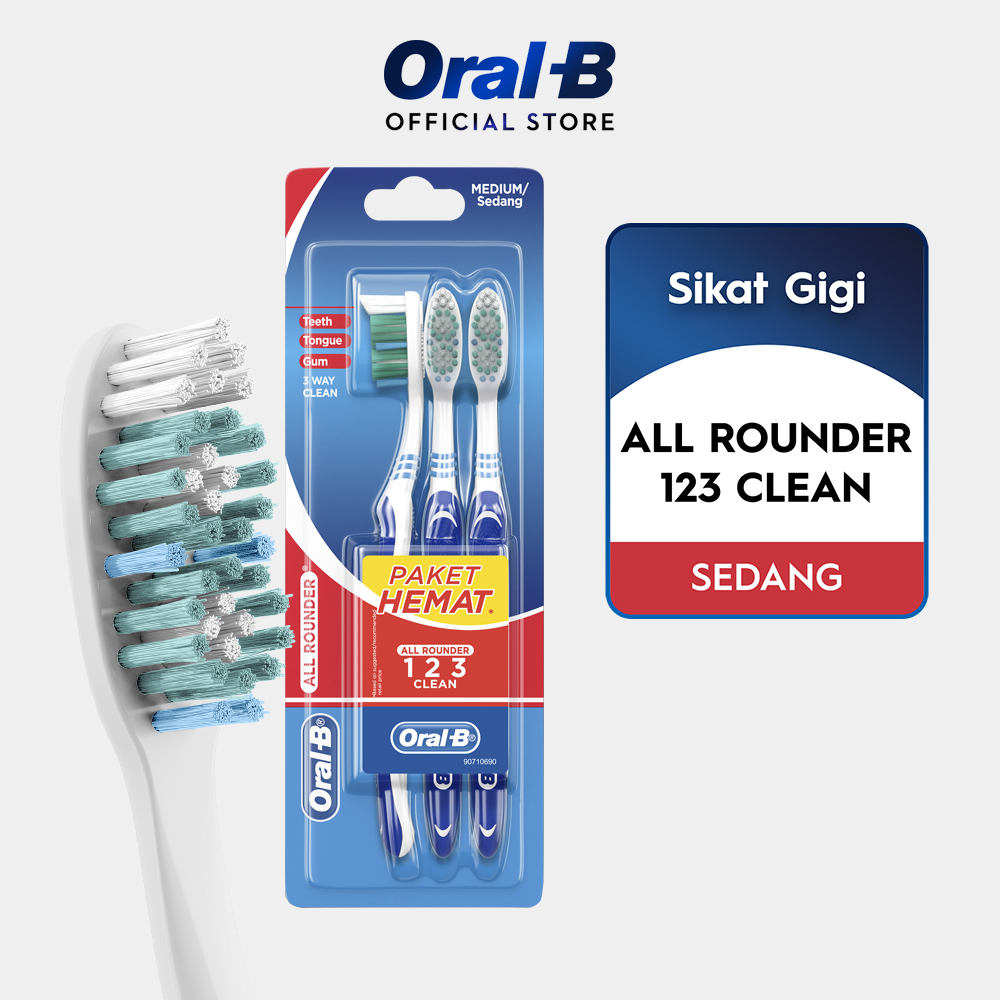 Oral-B Sikat Gigi All Rounder 123 Medium isi 3 pcs