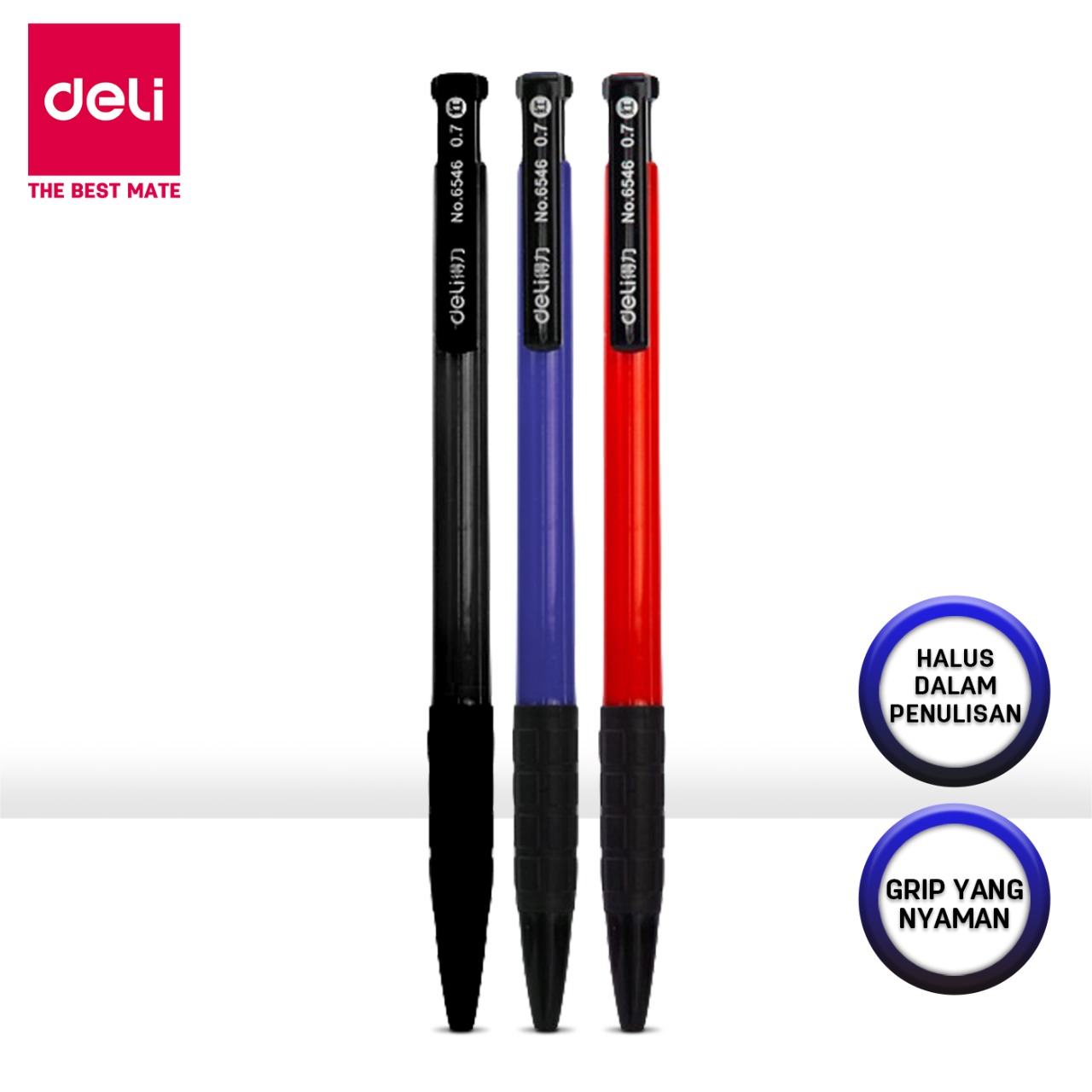 Deli pulpen 3 warna Retractable tebal 0.7 mm 6546