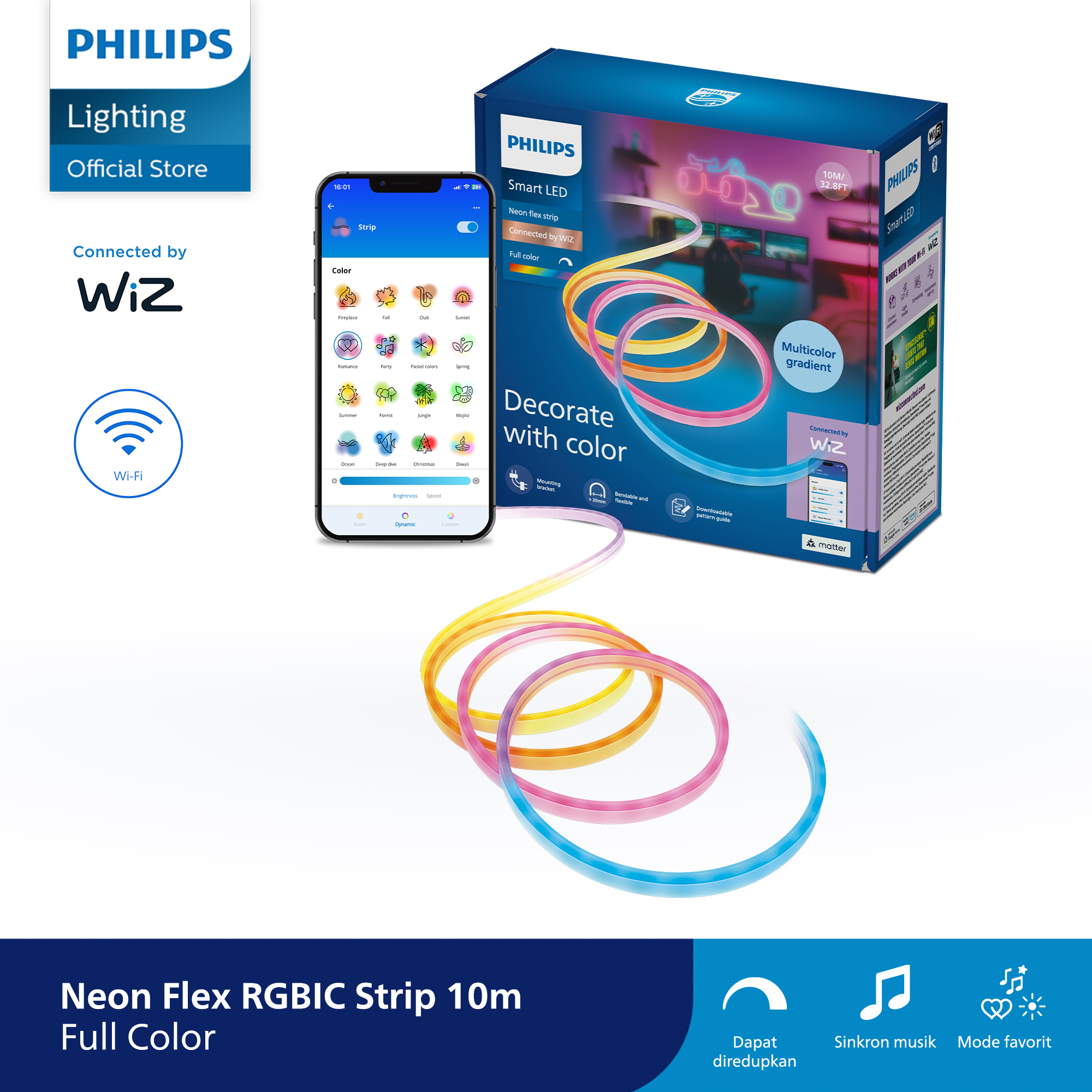 Philips Lampu Smart Wifi LED Neon Flex Strip 10M