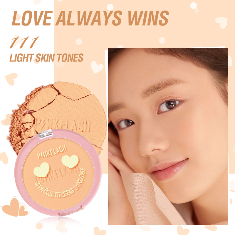 [Official] PINKFLASH Pressed Powder Tahan Lama Matte Bedak Padat Tahan Air Kontrol Minyak Bedak T...