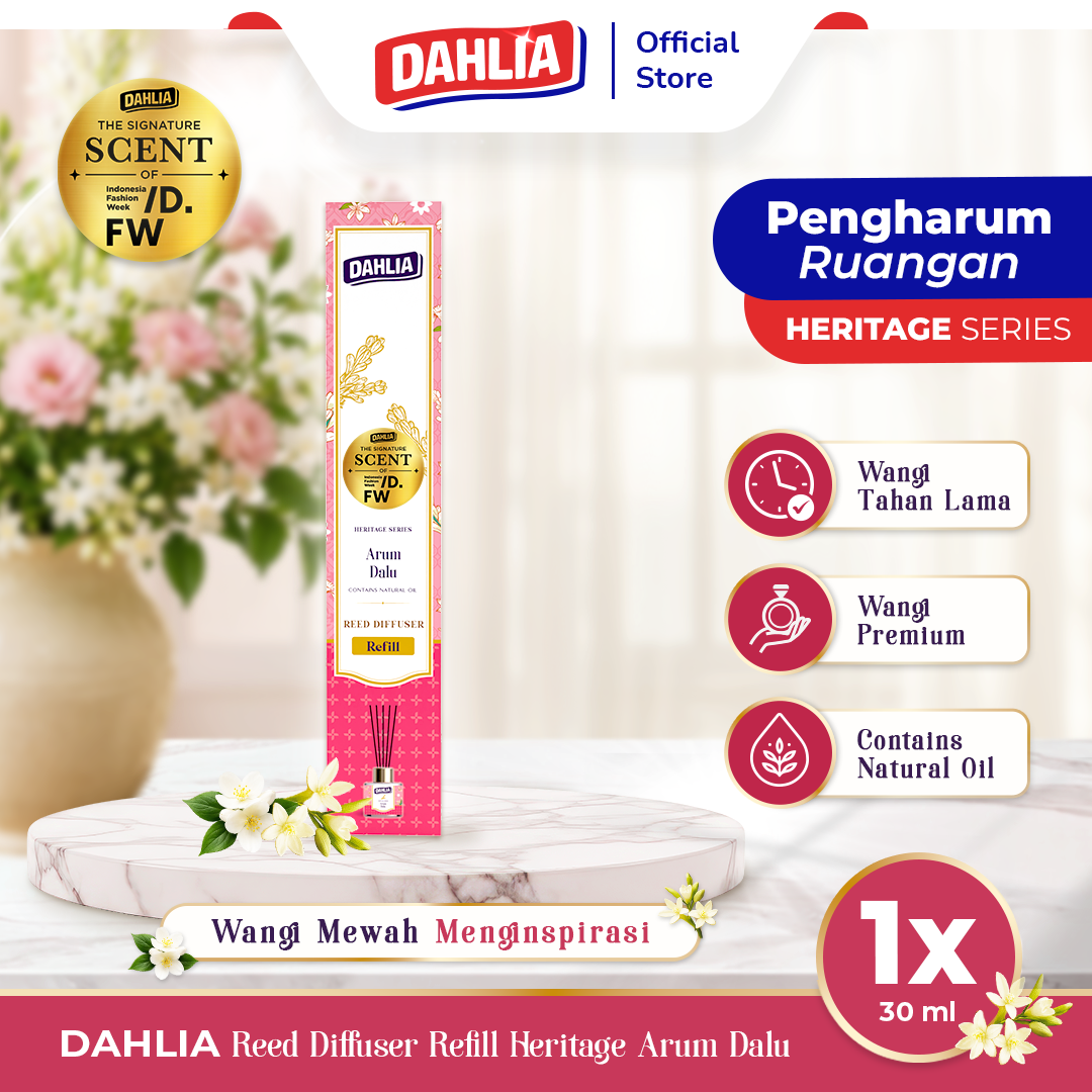 Dahlia Reed Diffuser Refill Heritage Series Arum Dalu Isi 1 (30ml) - Pengharum Ruangan dengan Wangi Mewah & Menenangkan