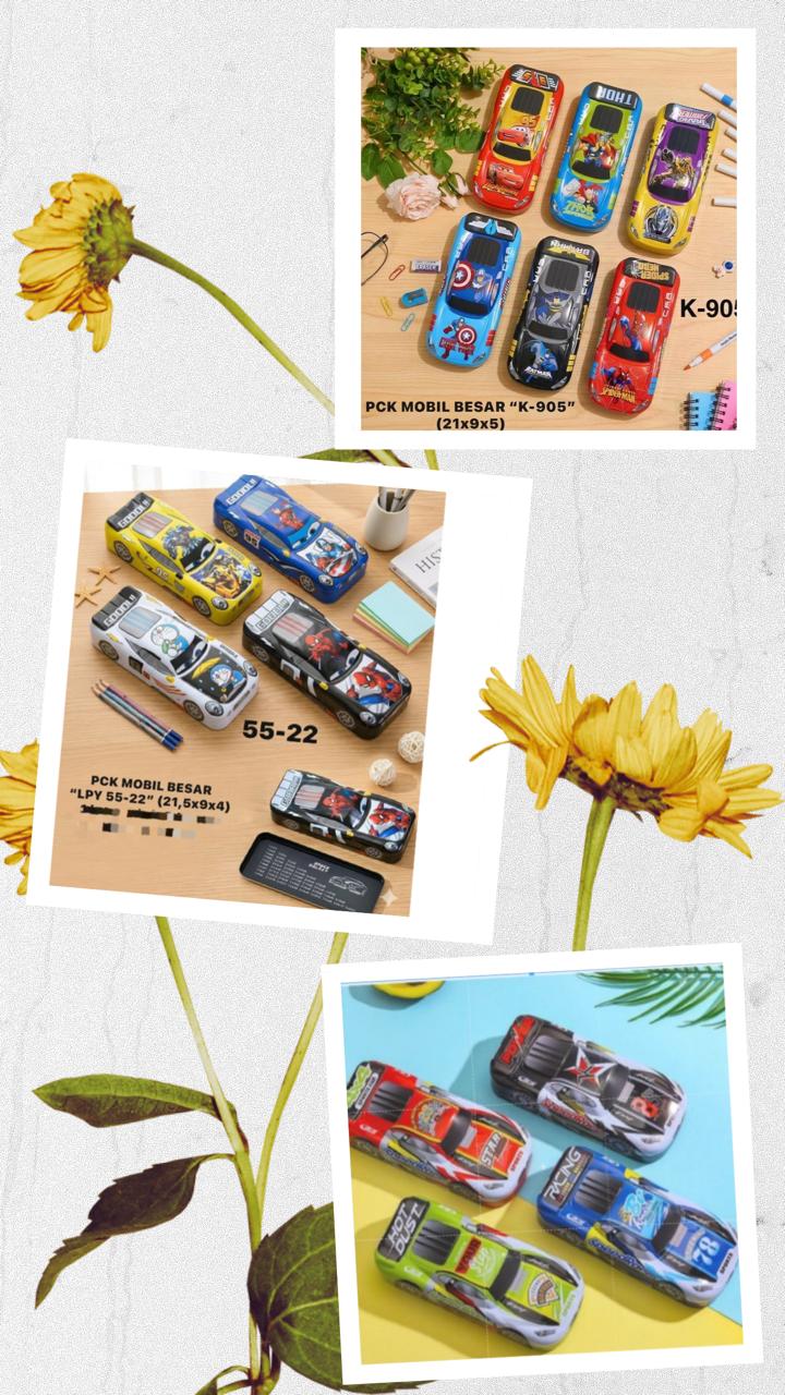 KOTAK PENSIL KALENG MODEL ADA ISI MOBIL CARS PENCIL CASE