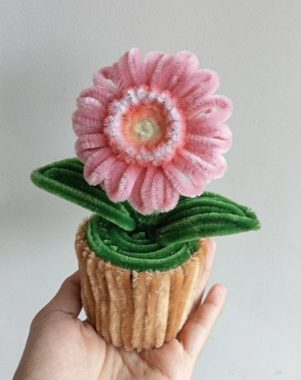 Bunga Pot Kawat Bulu - Desain Handmade