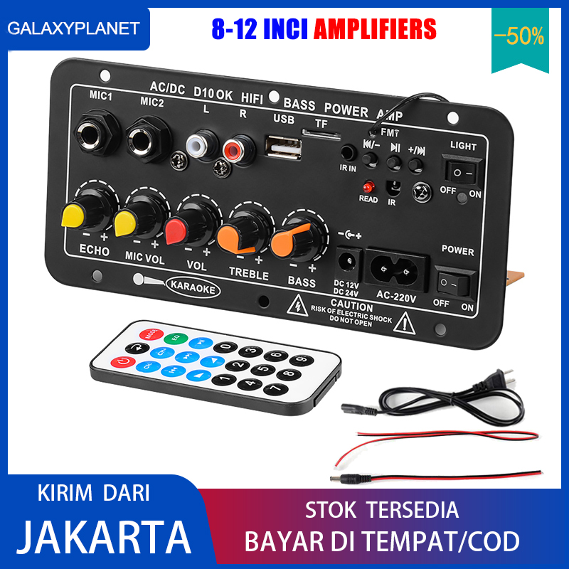 Daya Ditingkatkan Amplifier Speaker AC 220V 12V 24V Hi-Fi Bluetooth 5.0 Rumah Mobil Amplifier Karaoke Power Stereo Audio Subwoofer Dual Mendukung USB TF Remote Control