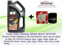 Paket Oli FUCHS TITAN FORMULA SN SYNTHETIC 10W-40 Galon 4 Liter & Filter Oli Mobil TOYOTA AVANZA RUSH AGYA CALYA RAIZE