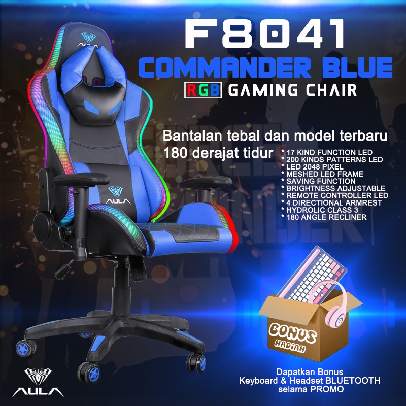 Kursi Gaming/Gaming Chair RGB LED AULA COMMANDER F-8401 Termurah