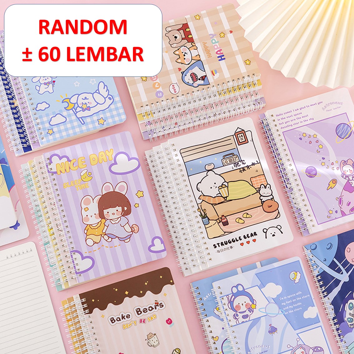 Buku Catatan Notebook A5 Lembar Buku Diary Aesthetic Motif Kartun Gaya Retro Buku Tulis Garis A5 Spiral Murah
