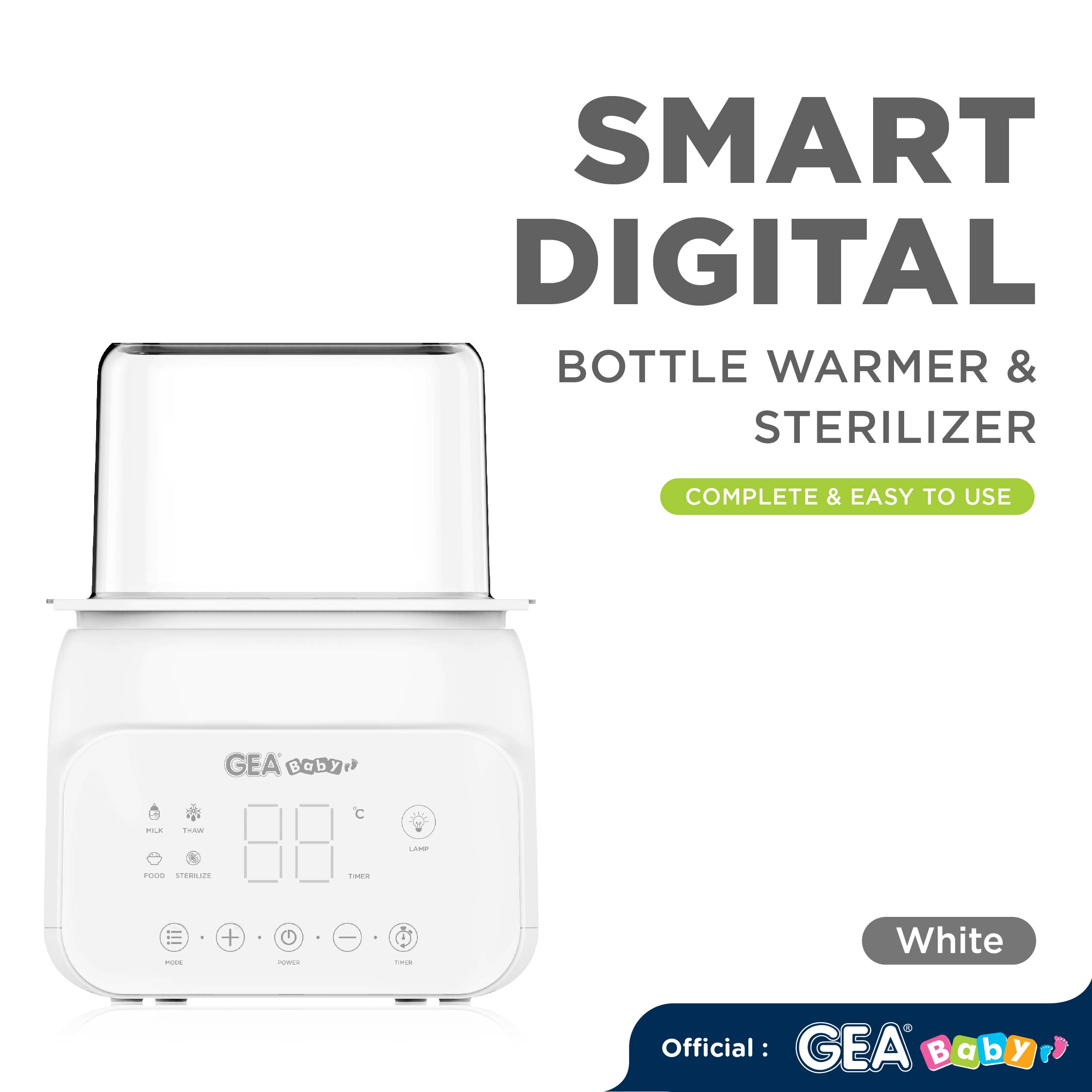 GEA BABY Smart Digital Bottle Warmer & Sterilizer GW-100 / penghangat botol susu / pemanas susu / pemanas makanan / sterilisasi uap
