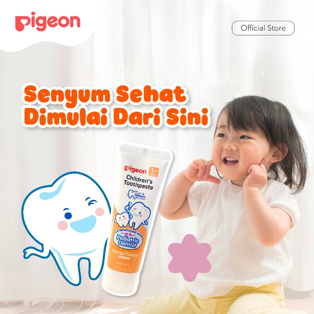 PIGEON CHILDRENs TOOTHPASTE WITH 1.000 PPM FLUORIDE 45 GR | PASTA GIGI BAYI DAN ANAK DENGAN FLUORIDE | PASTA GIGI EFEKTIF MENGUATKAN GIGI BAYI DAN ANAK|USIA 1 TAHUN +