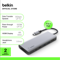 Belkin AVC009btSGY Connect USB-C 7-in-1 Multiport Hub Adapter (iPad MacBook tablet laptop)