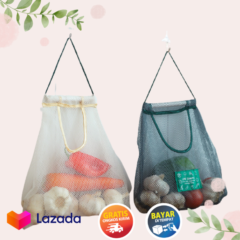 Tas penyimpanan portabel tas genggam berongga dapat digunakan untuk menyimpan jahe bawang putih tas gantung dapur buah dan sayuran tas jaring penyimpanan dinding-mount