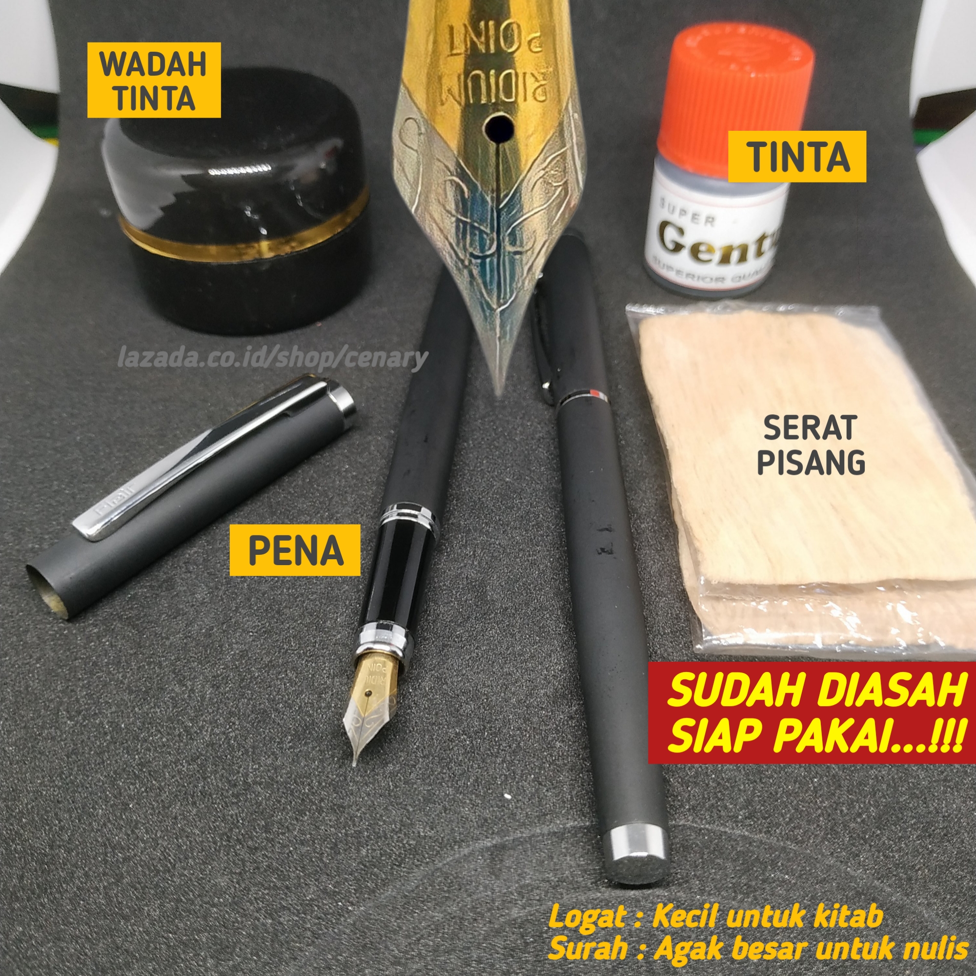 Pena kalam tutul sudah di asah siap pakai untuk lugot kitab/surah (fountain pen) pentul kecil besar