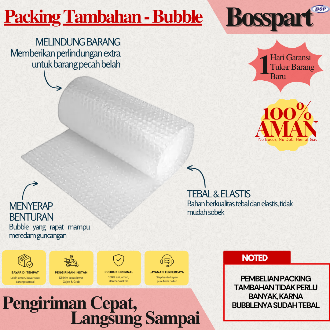Plastik bubble (bubble wrap) untuk packing tambahan - Putih