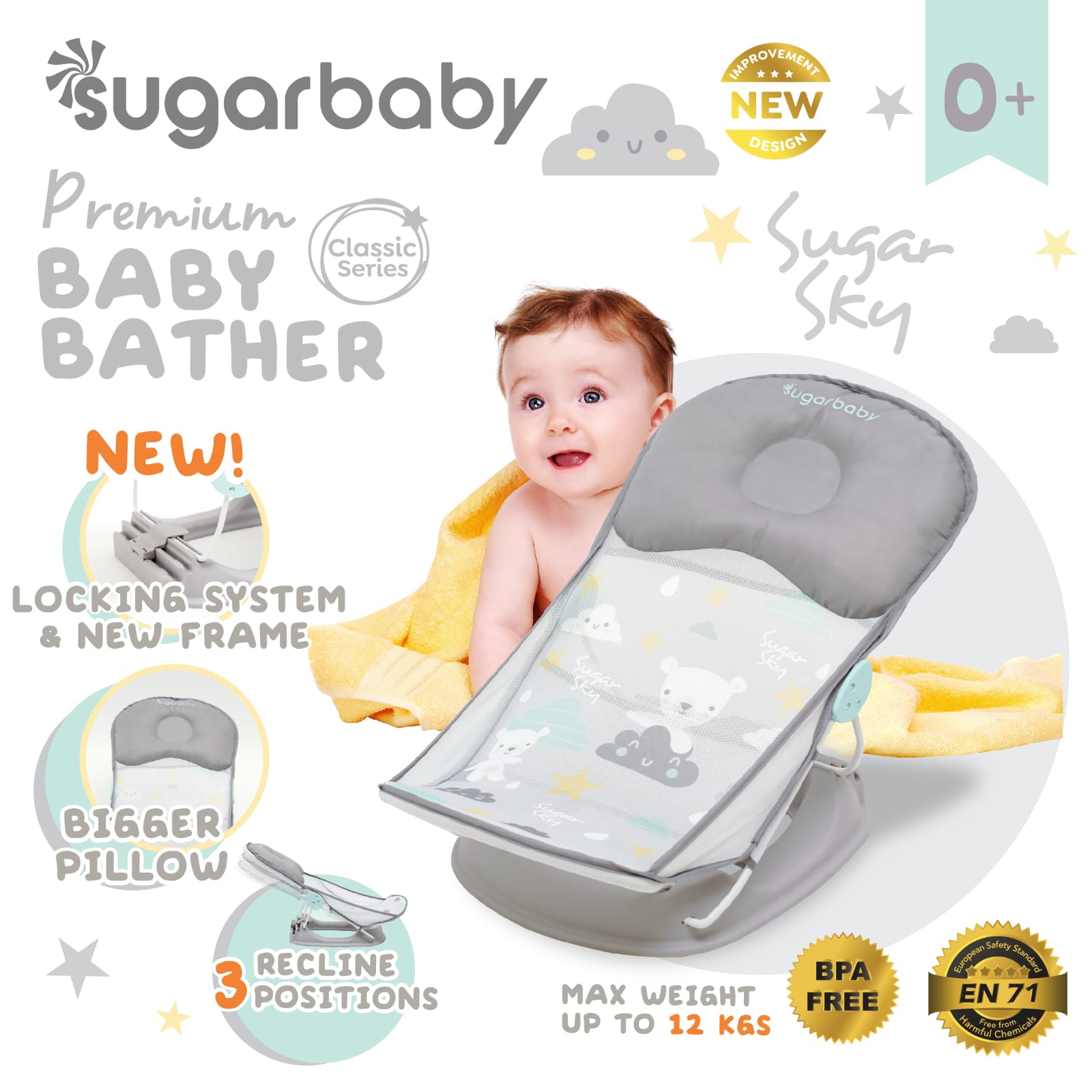 Sugarbaby Premium Baby Bather Classic & Fun Series - New Design