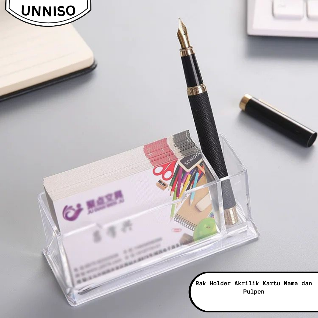 UNNISO - Rak Holder Akrilik Kartu Nama dan Pulpen