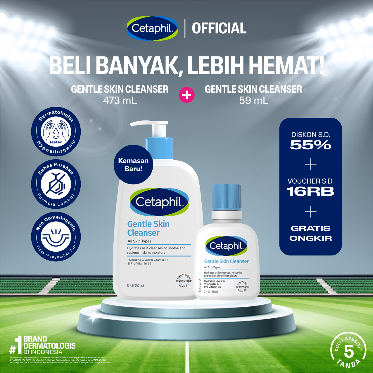 Cetaphil Gentle Skin Cleanser 473ml + 59ml