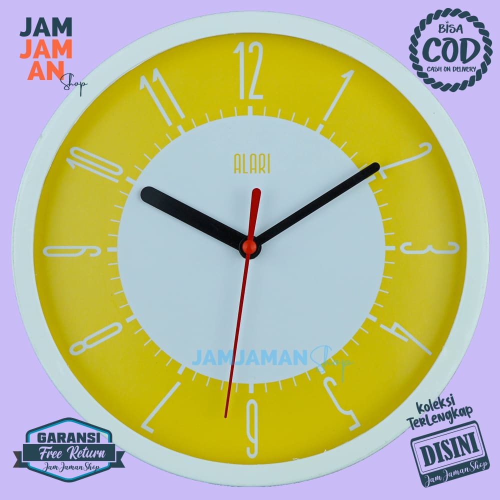 Jam Dinding Quartz Hiasan Dinding Minimalis BestSeller Alari AL1187 Murah Green Modern