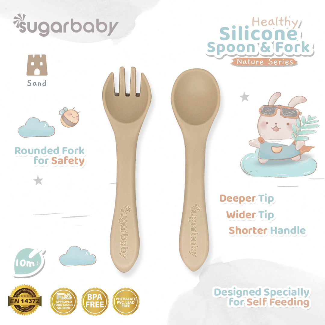 Sugarbaby Healthy Silicone Spoon & Fork (Nature Series)