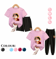 Setelan Kaos Anak Laki Laki LUFFY QUOTE Ukuran S-XL Hitam