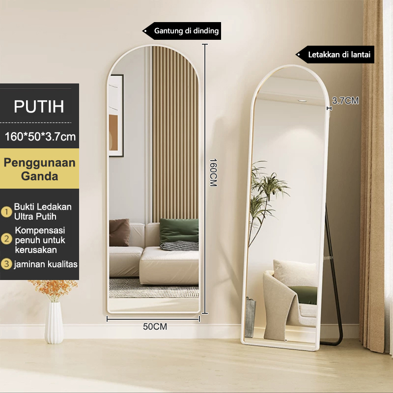 [Berdiri & Gigantung]Oval Standing Mirror Fullbody Standing Mirror Oval Setengah Lingkar Berdiri Cermin full body Cermin Dinding Bingkai Hitam/Putih/Emas 150×40×3.7CM/160×50×3.7CM
