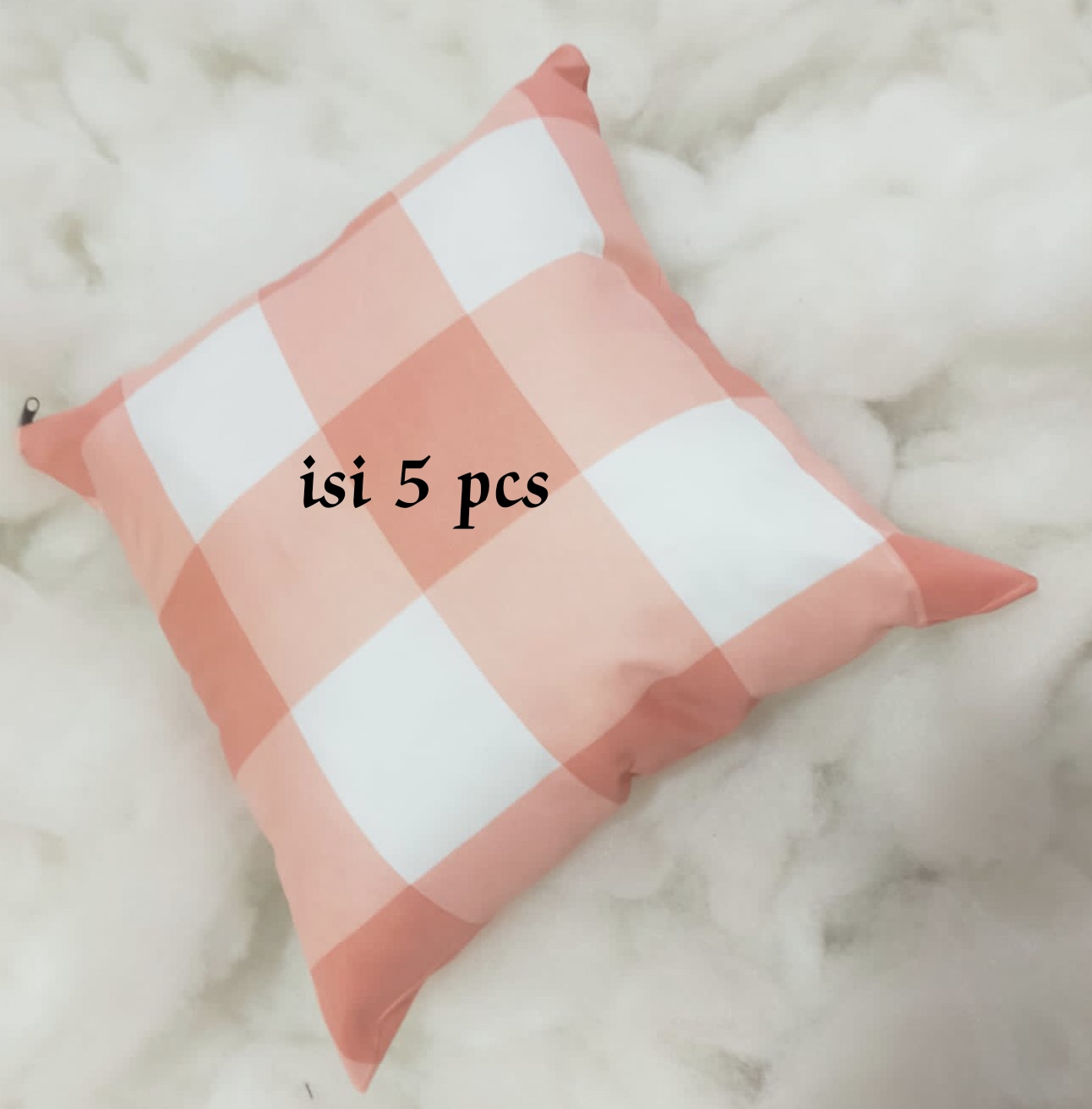 BANTAL SOFA UKURAN 40X40 SET MURAH PLUS SARUNG MOTIF KOTAK-KOTAK ISI 5 PCS BAHAN SILIKON / BAHAN DAKRON