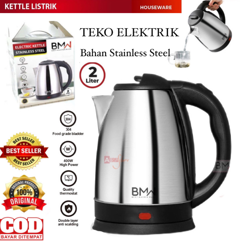 ( BISA COD ) PROMO KETTEL LISTRIK 2 LITER TEKO AIR MINUM ELEKTRIK / TEKO LISTRIK STAINLESS STEEL ...