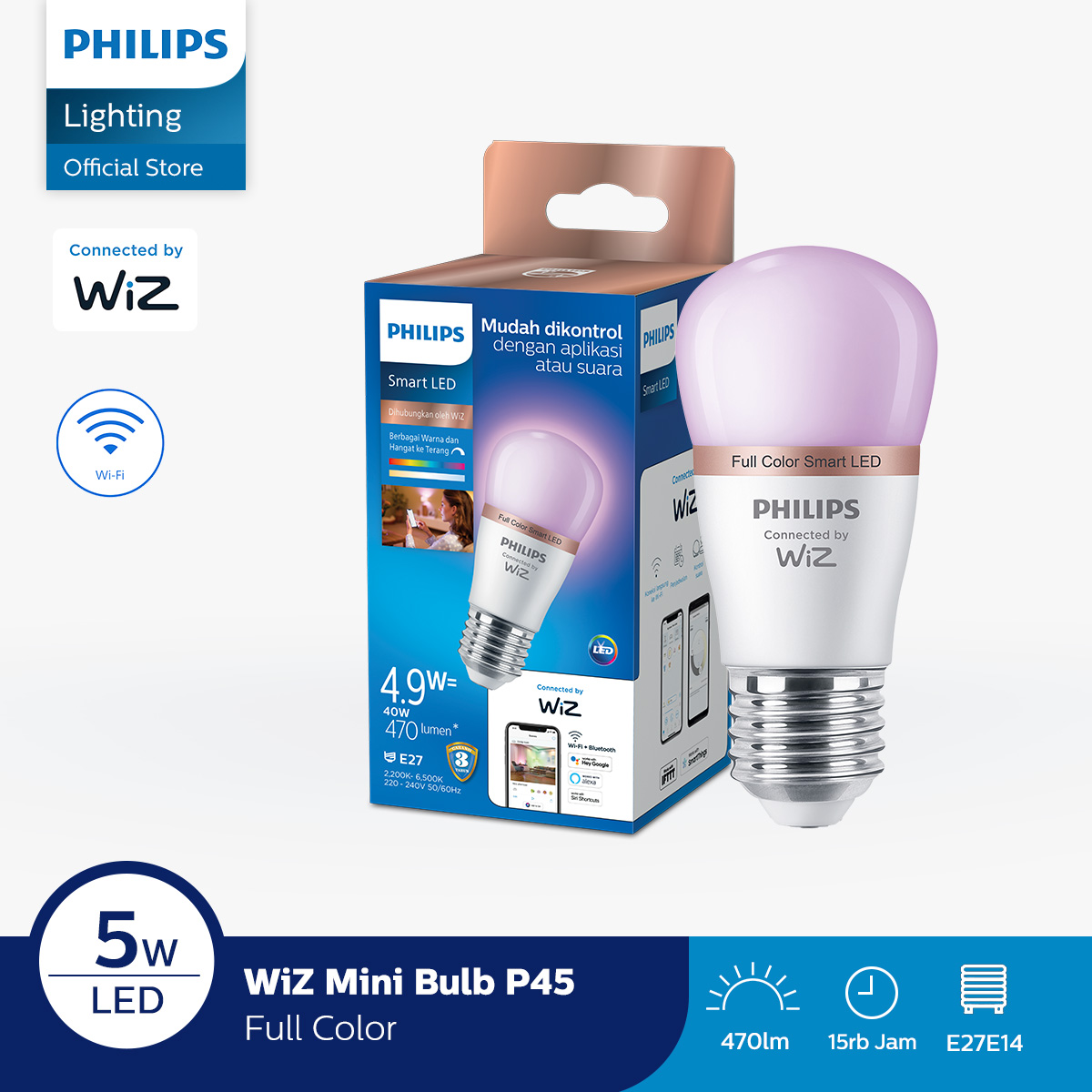 Philips Lampu Smart LED Minibulb 5W P45 Tunable Color