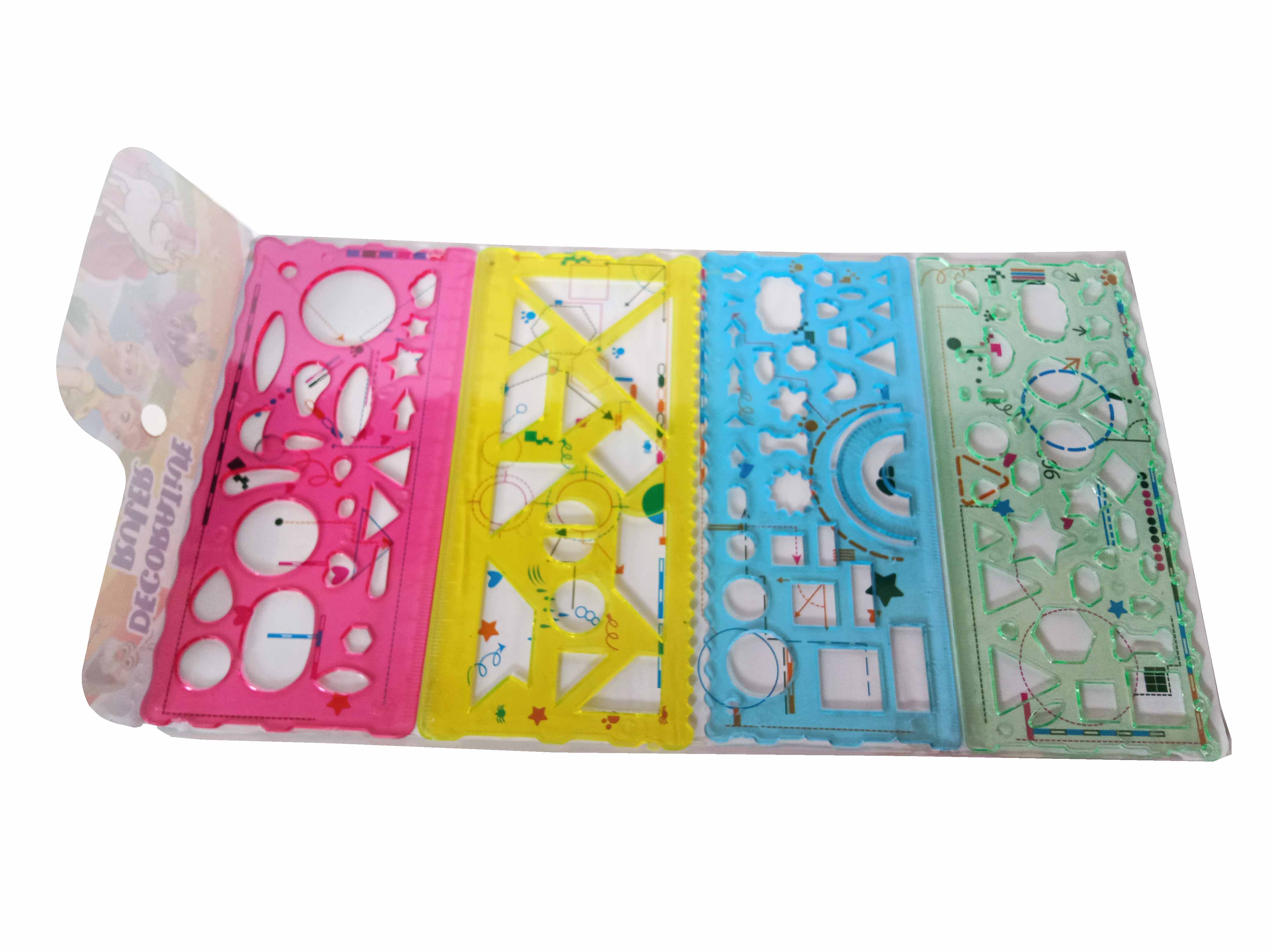 Set 4 pcs Penggaris Fancy Gambar Corak ukuran Mini
