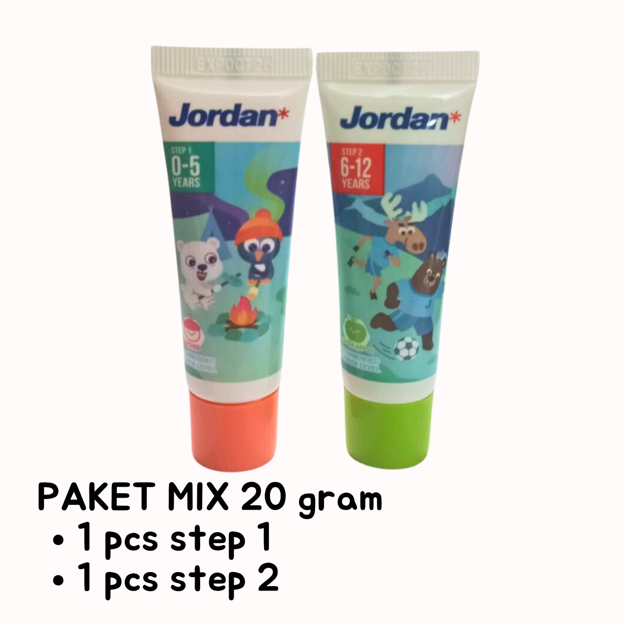 Jordan Pasta Gigi | Toothpaste Step 1(0-5 thn) step 2(6-12th) Pasta Gigi Anak Jordan 75gr